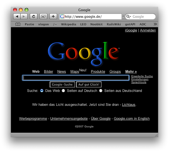 Google im Dunkeln